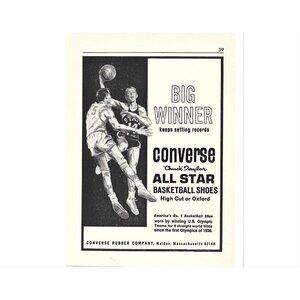 Vintage Converse Chuck Taylor All Star Basketball Shoes Print AD 1960s Print